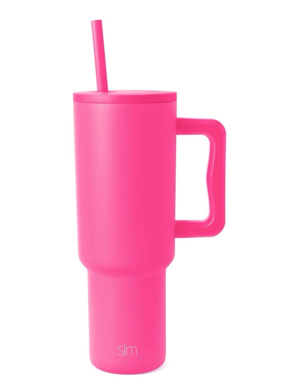 Slim Hot Pink Insulated Trek Tumbler with Handle & Straw
